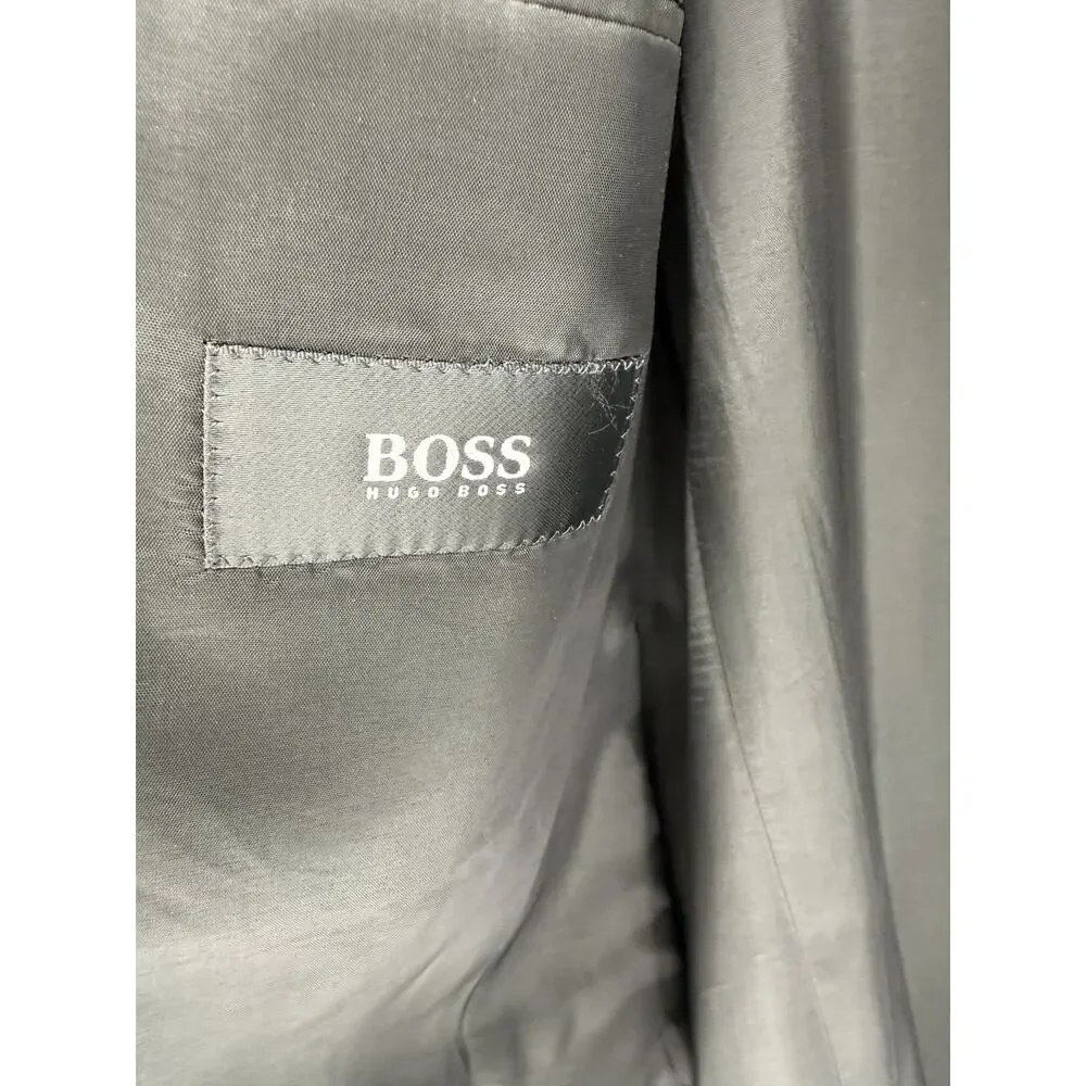 BOSS Hugo Boss Baker Jazz 3-Button Black Wool Tuxedo Jacket Coat 46L Made in USA